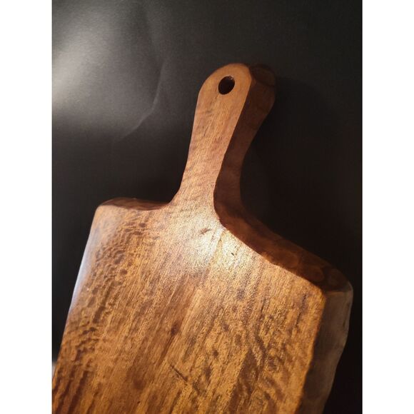 Handcrafted Acacia Wood Cutting Board with Handle - Rustic Farmhouse Decor - Picture 7 of 9